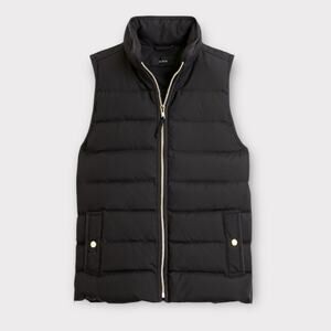 J.Crew Quilted Puffer Vest Women's XS Black Full Zipper Pockets High Neck
